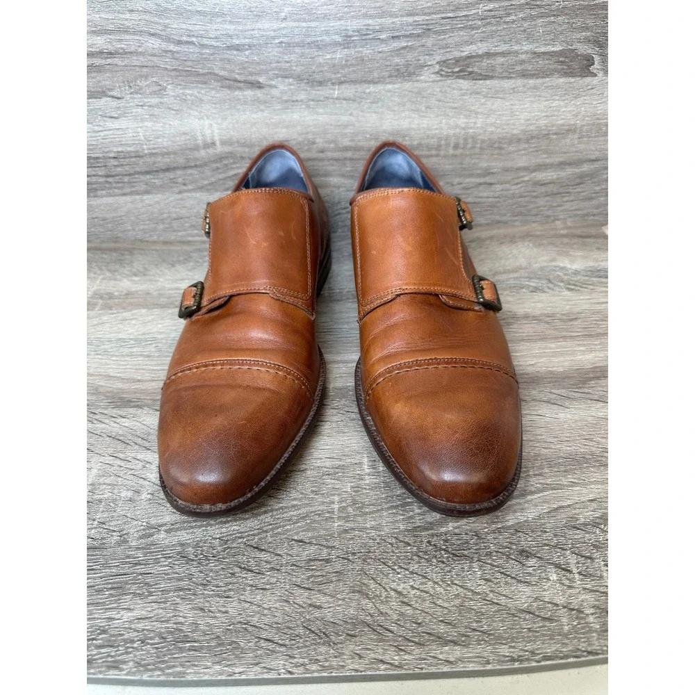 Cole Haan Grand 360 Shoes Mens 10.5 Cognac Leather Double Monk Strap Dapper